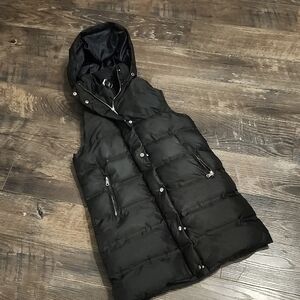 Black Puffer Vest with Hood